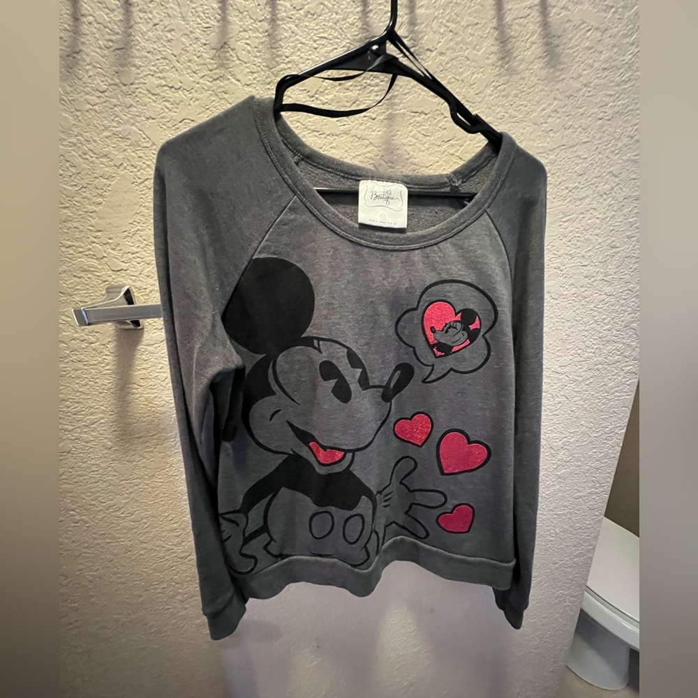 Disney Gray and Pink Mickey Mouse Women’s Sweatshirt